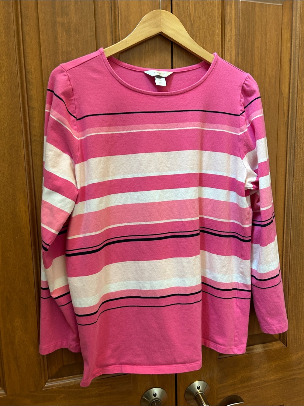 CJ Banks Hot Pink Striped Knit Top size 1X